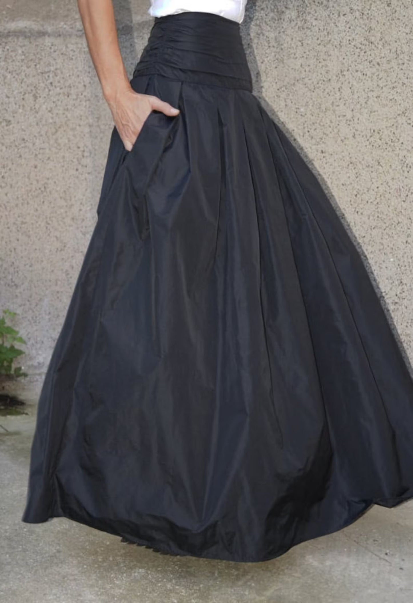 Classic Long Maxi Taffeta Skirt