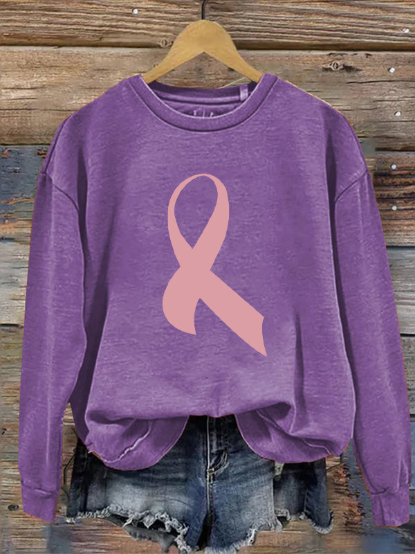 Pink Ribbon Graphic Cozy Sweatshirt