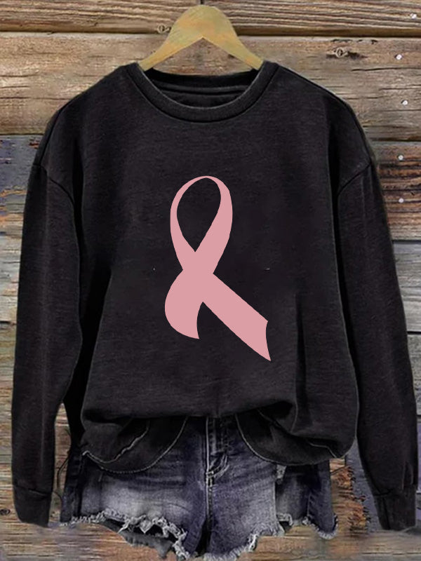 Pink Ribbon Graphic Cozy Sweatshirt