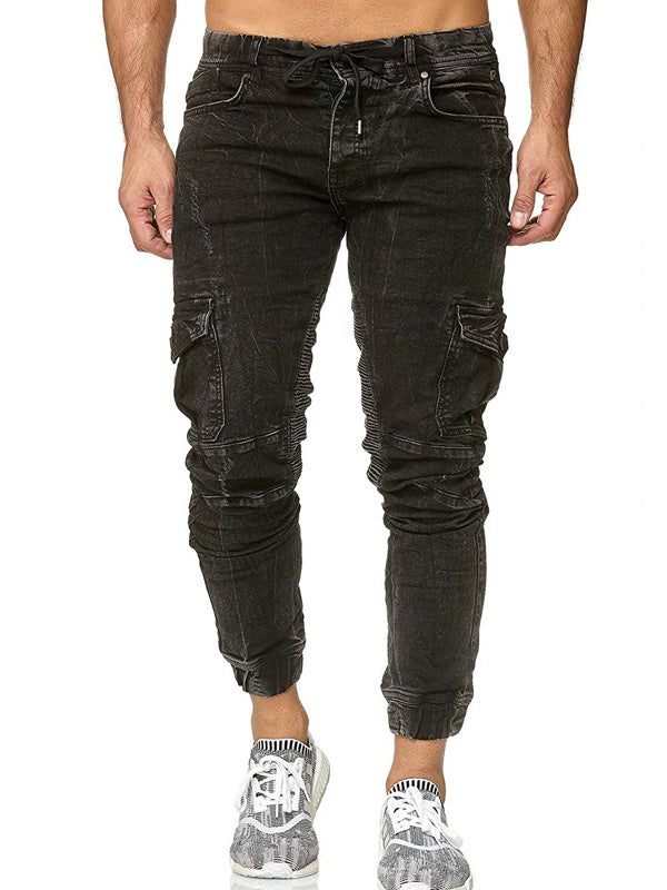 Men's Drawstring Washed Cozy Cargo Jeans