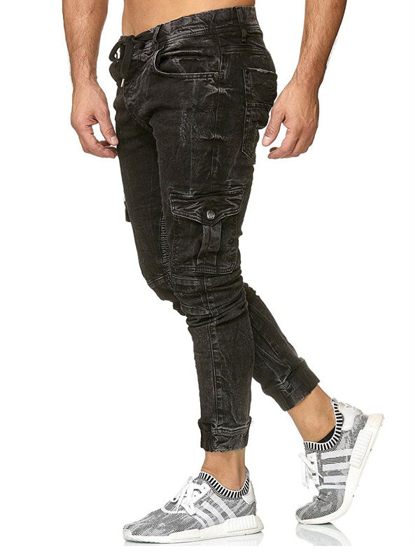 Men's Drawstring Washed Cozy Cargo Jeans