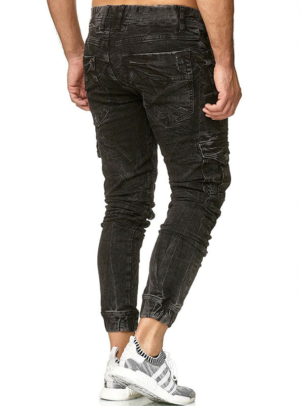 Men's Drawstring Washed Cozy Cargo Jeans