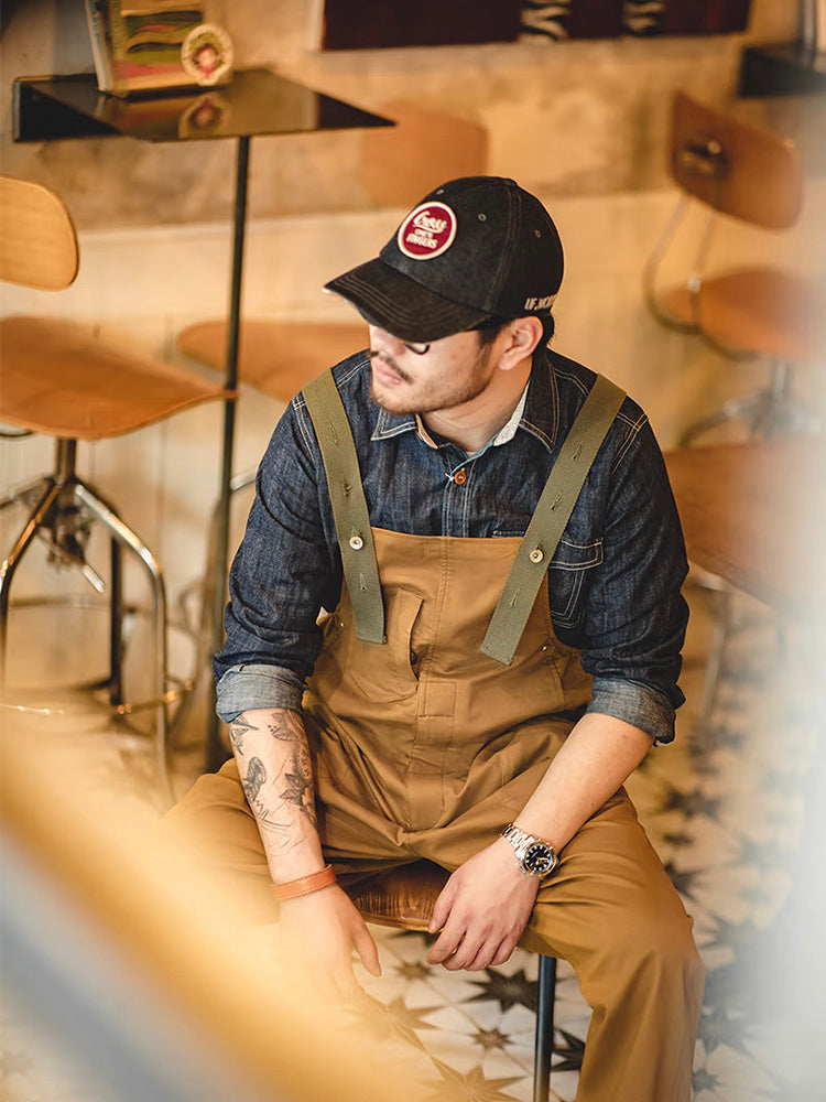 Men's Loose Stretch Overalls with Unique Pocket