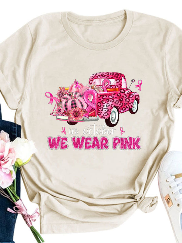 I Wear Pink For Breast Cancer Awareness Graphic Tee