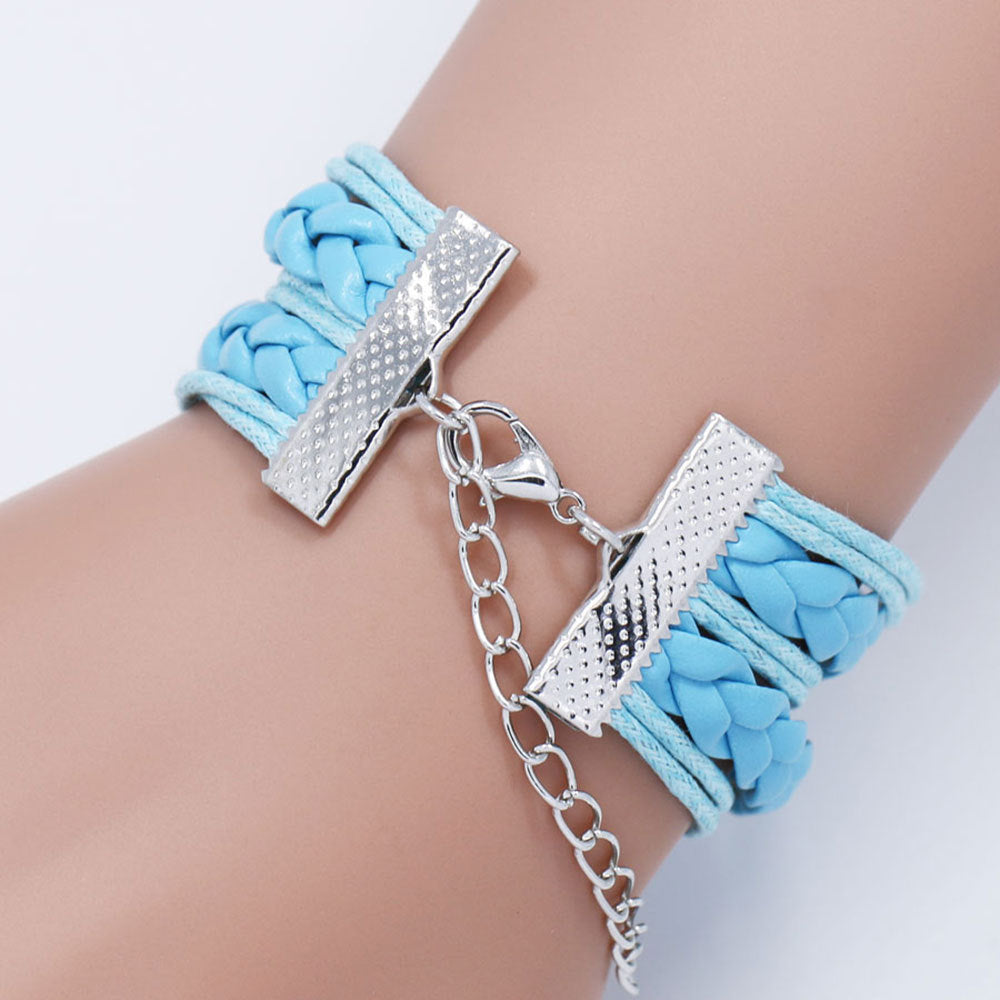 Breast Cancer Awareness Multilayer Braided Bracelet