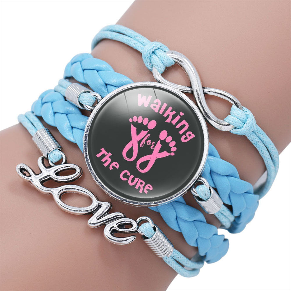 Breast Cancer Awareness Multilayer Braided Bracelet