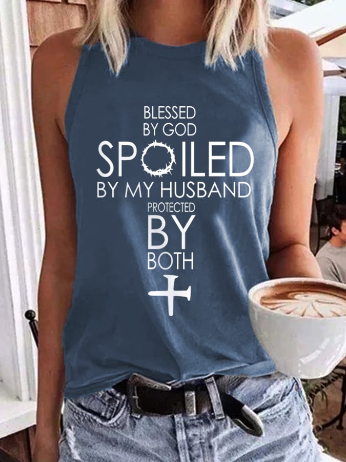 Blessed By God Spoiled By My Husband Protected By Both Tank Top