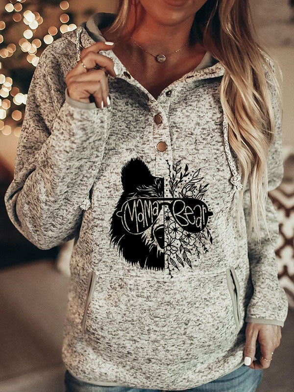 Mama Bear Half Bear Half Flowers Hoodie Sweater
