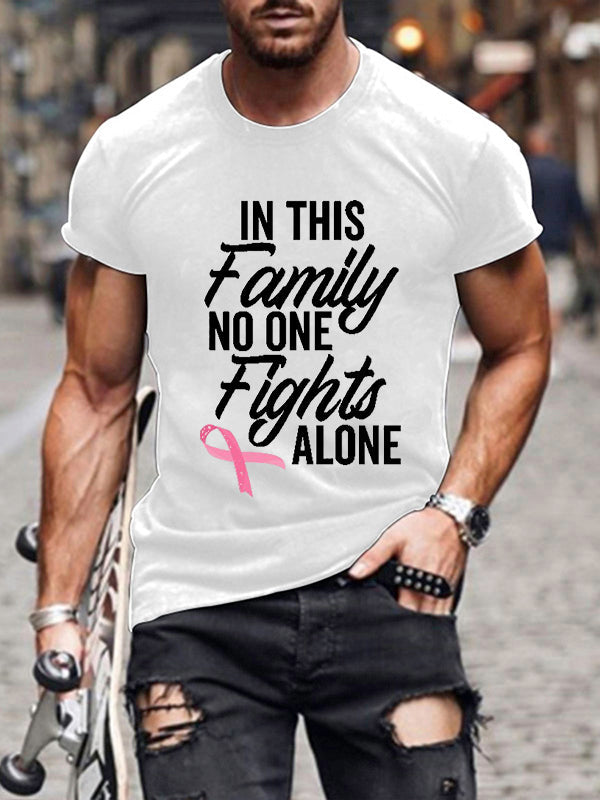 In This Family No One Fights Alone Pink Ribbon Mens Classic T-shirt