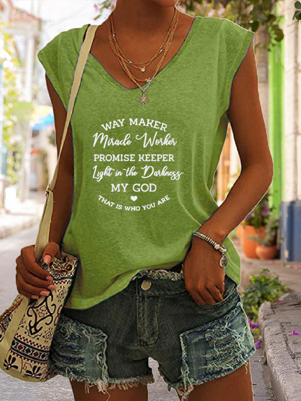Way Maker Miracle Worker Promise Keeper Cap Sleeve T-Shirt