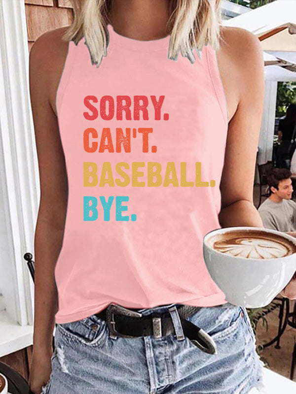 Sorry Can't Baseball Bye Tank Top