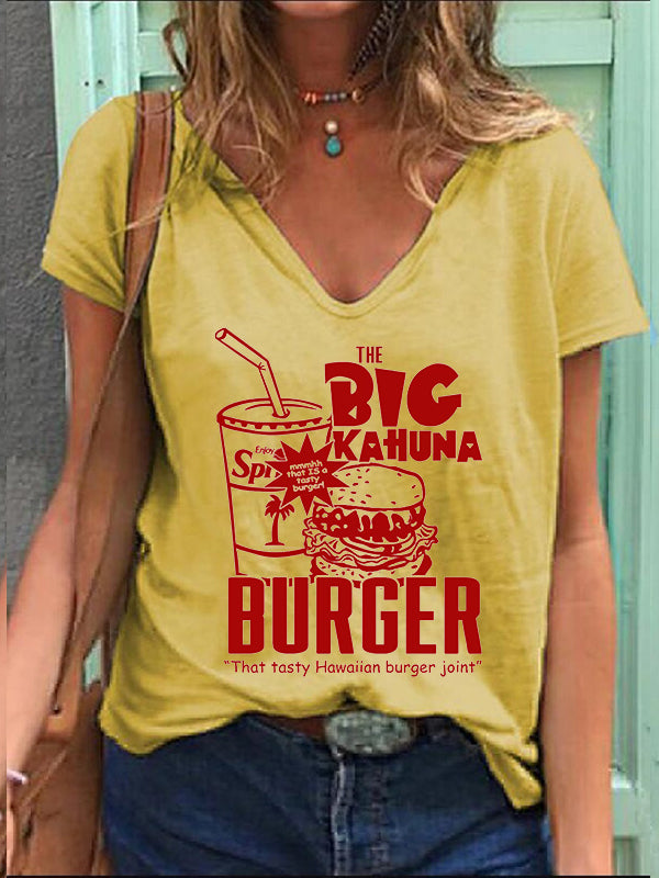 The Big Kahuna Burger Graphic V-neck Short Sleeve T-shirt