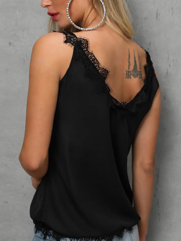 Lace V-neck Halter Bottoming Top
