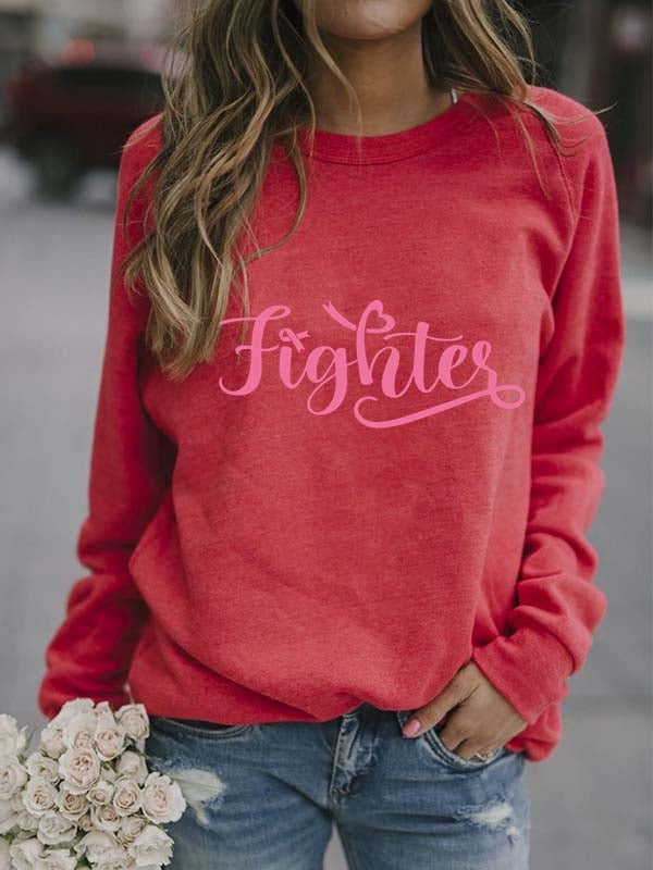 Fighter Pink Ribbon Graphic Sweatshirt
