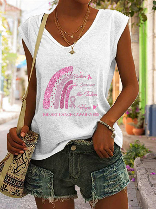 Breast Cancer Awareness Supporting the Fighters Graphic Cap Sleeve T-shirt