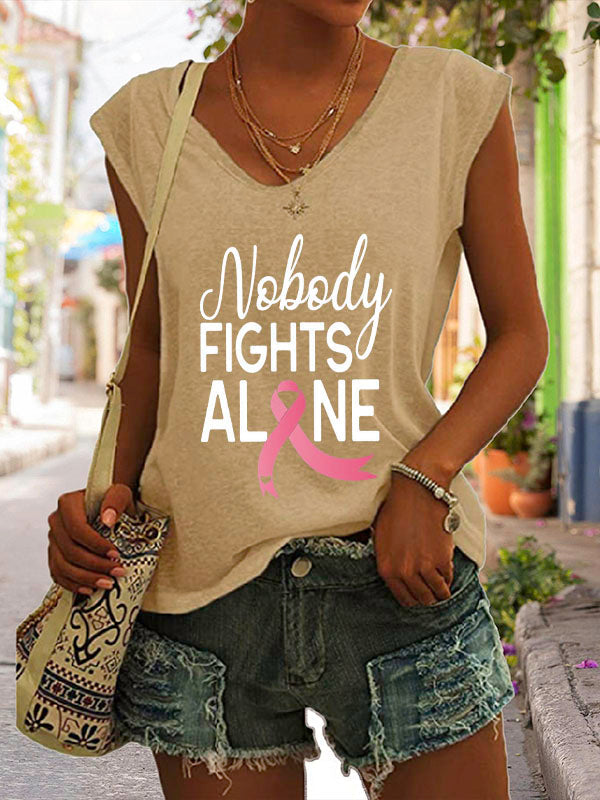 Nobody Fights Alone Print Cap Sleeve T-Shirt
