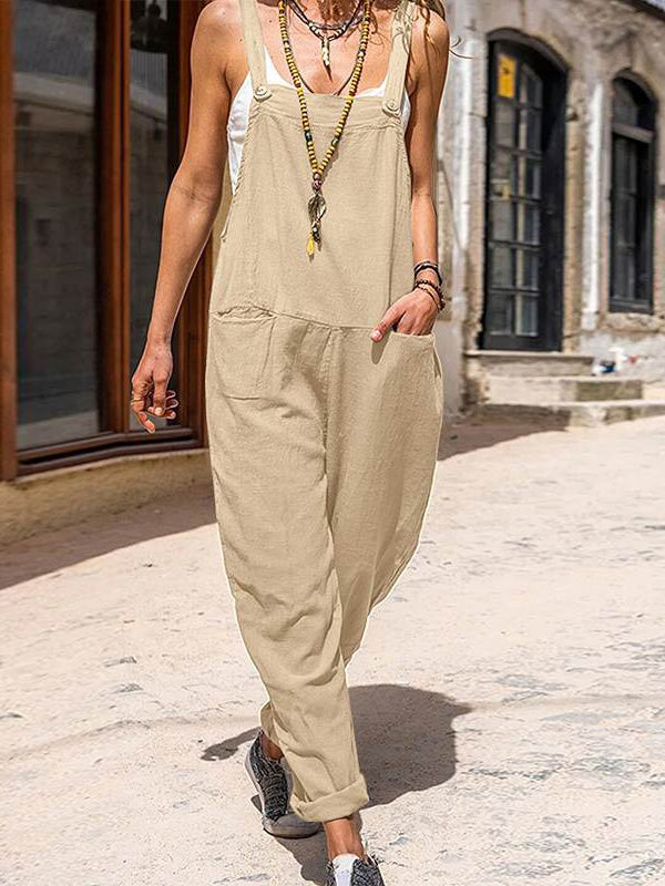 Women's Casual Loose Button Shoulder Strap Overalls