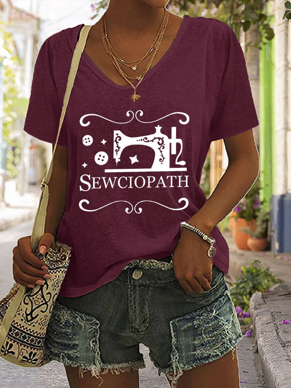 Funny Sew Sewciopath Graphic Short Sleeve T-Shirt
