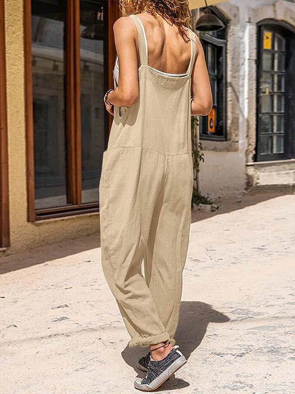 Women's Casual Loose Button Shoulder Strap Overalls