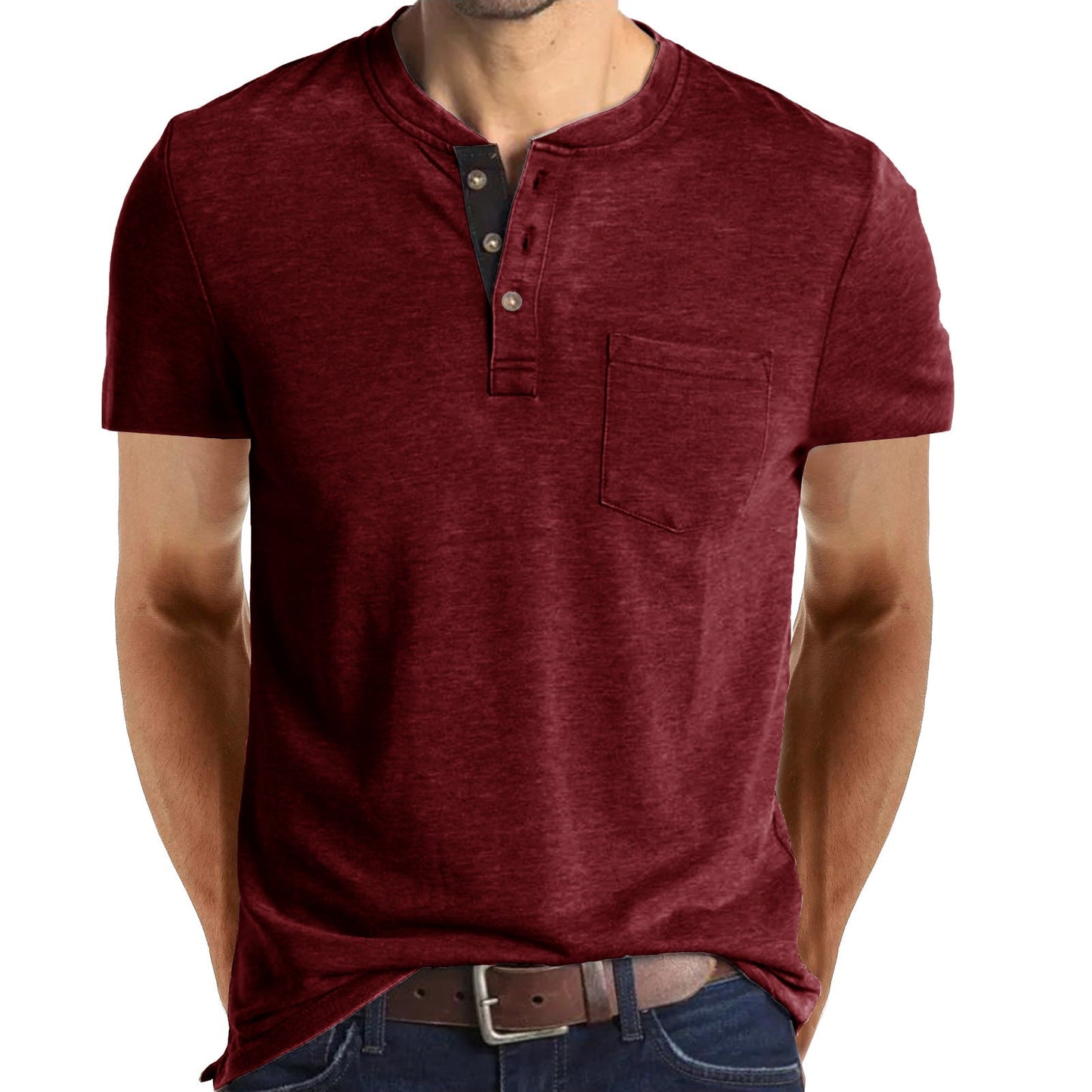 Men's Solid Color Short Sleeve T-shirt