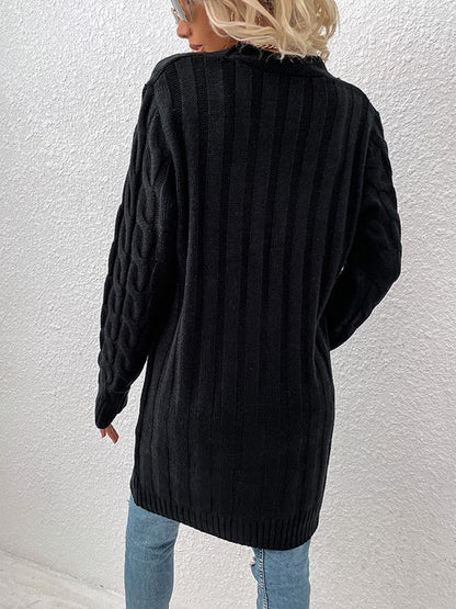 Button Front Large Pockets Knit Cardigan