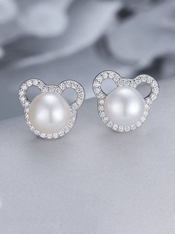 Animal Head Pearl Earrings