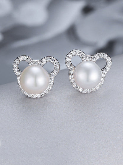 Animal Head Pearl Earrings