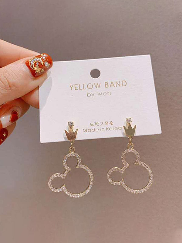 Animal Head Rhinestone Earrings
