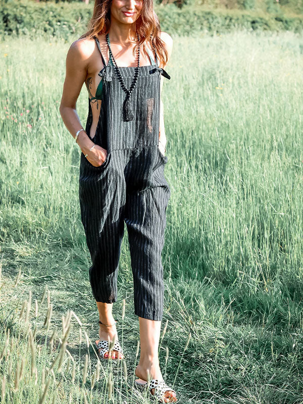 Women's Striped Suspenders Jumpsuit Overalls