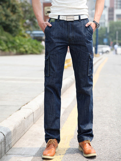Men's Multi Pocket Straight Cargo Jeans