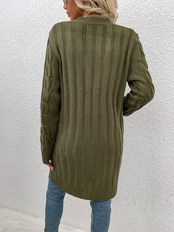 Button Front Large Pockets Knit Cardigan