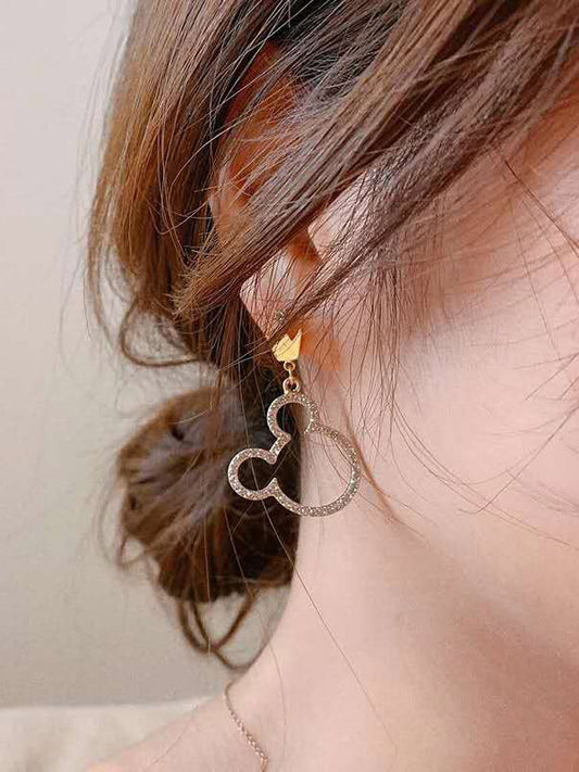 Animal Head Rhinestone Earrings