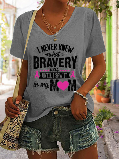 I Never Knew What Bravery Was Until I Saw It In My Mom V-neck Short Sleeve T-shirt