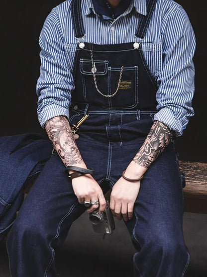 Men's Vintage Indigo Denim Overalls
