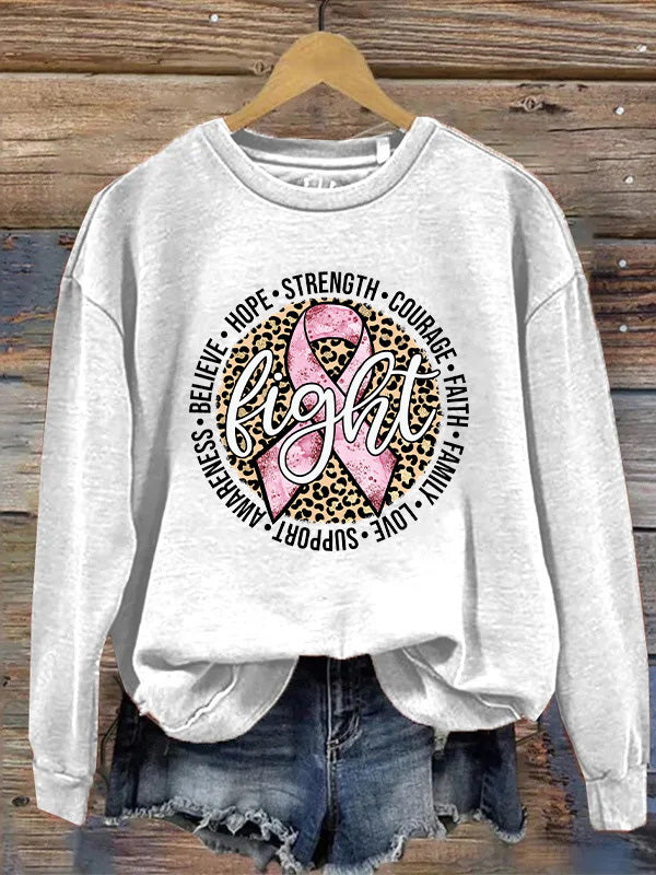 Fight Breast Cancer Pink Ribbon Graphic Cozy Sweatshirt