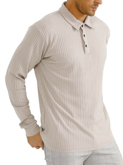 Men's Classic Casual Long Sleeve Polo Shirt