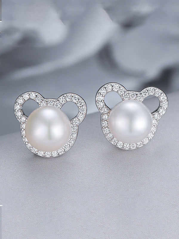 Animal Head Pearl Earrings