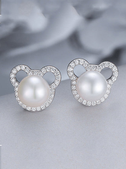 Animal Head Pearl Earrings