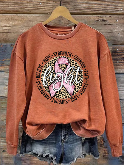 Fight Breast Cancer Pink Ribbon Graphic Cozy Sweatshirt