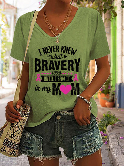 I Never Knew What Bravery Was Until I Saw It In My Mom V-neck Short Sleeve T-shirt