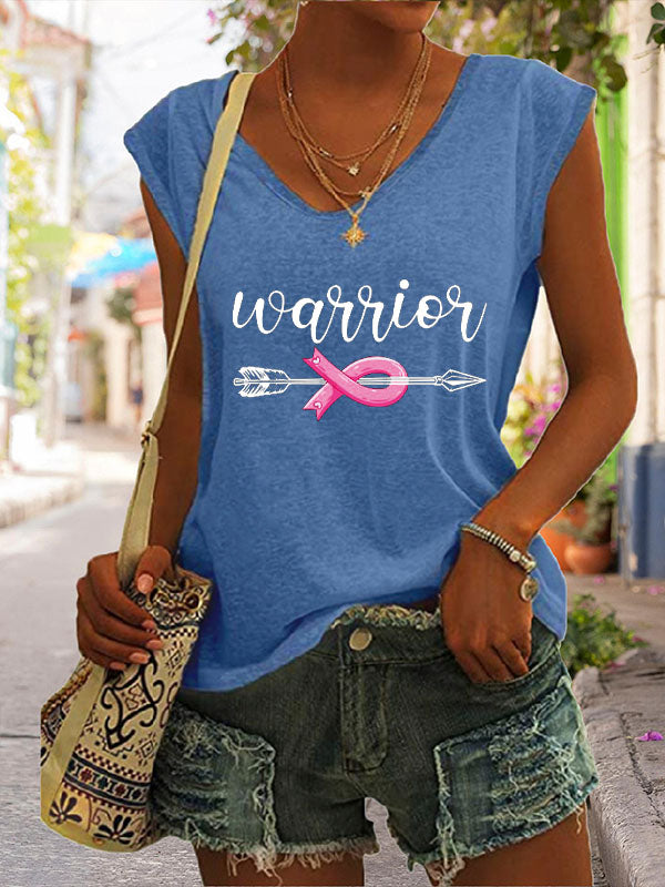 Pink Ribbon Warrior Cap Sleeve T-Shirt