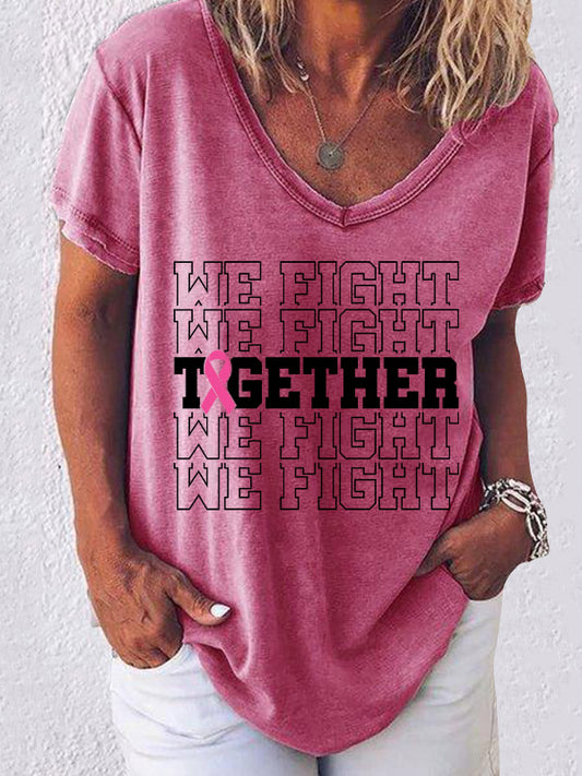 We Fight Together V-neck Short Sleeve T-shirt