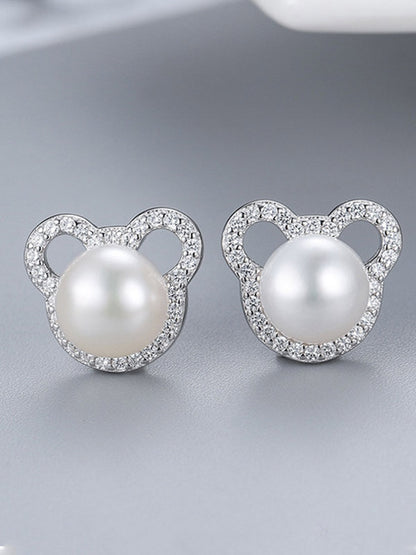 Animal Head Pearl Earrings