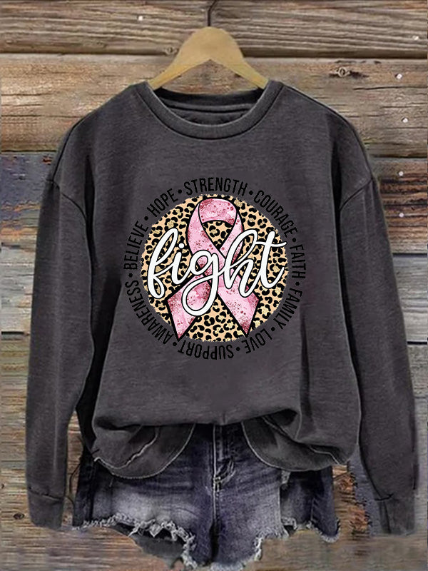 Fight Breast Cancer Pink Ribbon Graphic Cozy Sweatshirt
