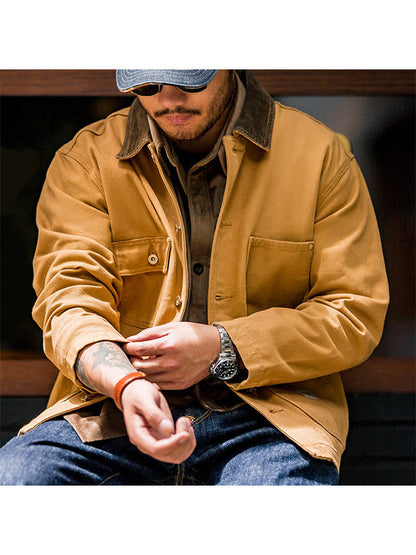 Men's American Vintage Canvas Jacket Multi Pocket Cargo Jacket