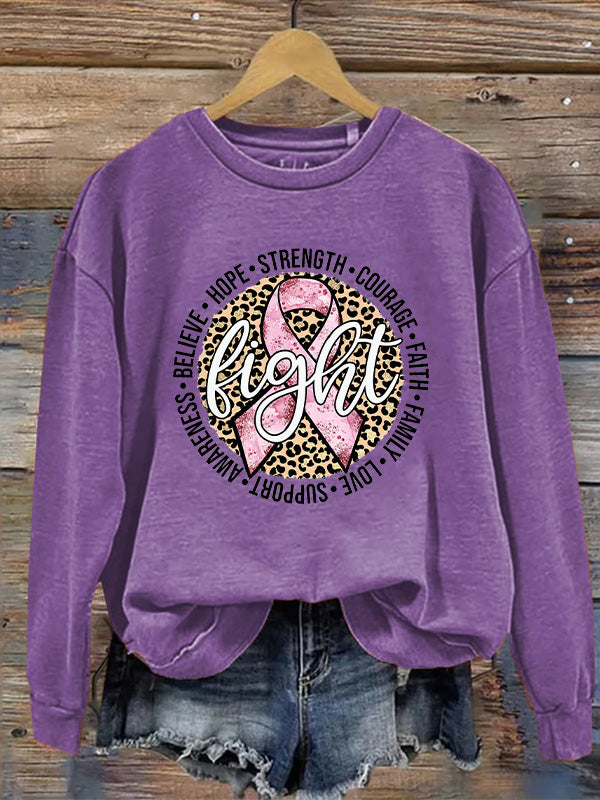 Fight Breast Cancer Pink Ribbon Graphic Cozy Sweatshirt