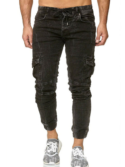 Men's Drawstring Washed Cozy Cargo Jeans