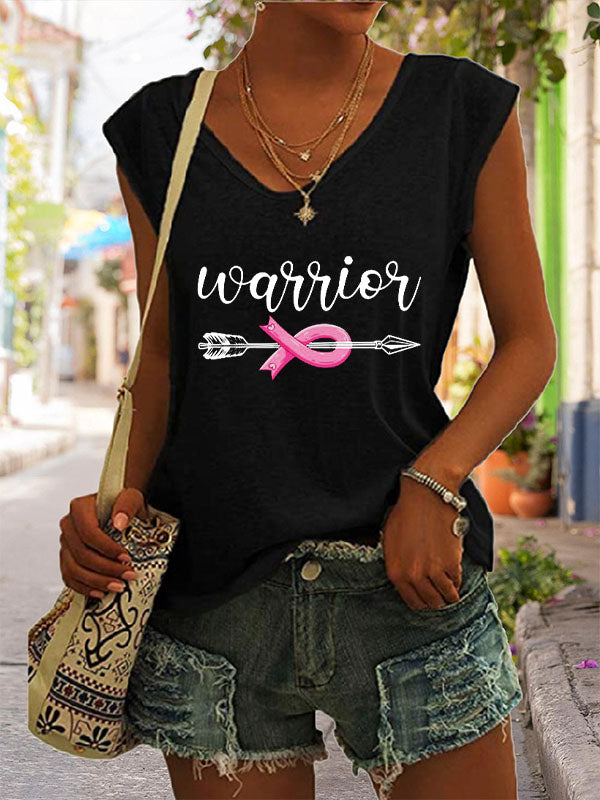 Pink Ribbon Warrior Cap Sleeve T-Shirt