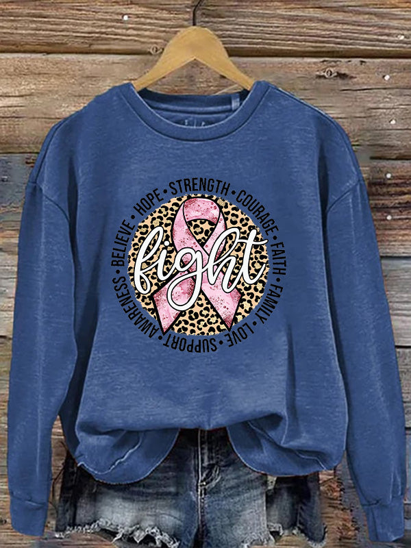Fight Breast Cancer Pink Ribbon Graphic Cozy Sweatshirt