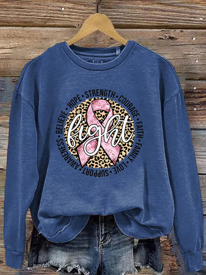 Fight Breast Cancer Pink Ribbon Graphic Cozy Sweatshirt